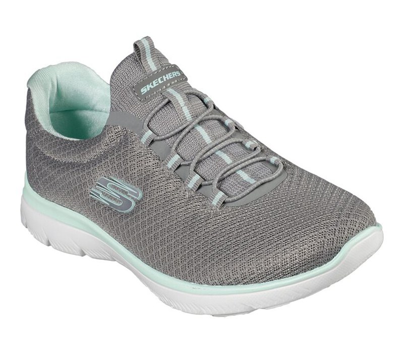 Skechers Dam Grå/Ljus Turkos Sneakers - Summits - Sverige (WHKBR-3714)